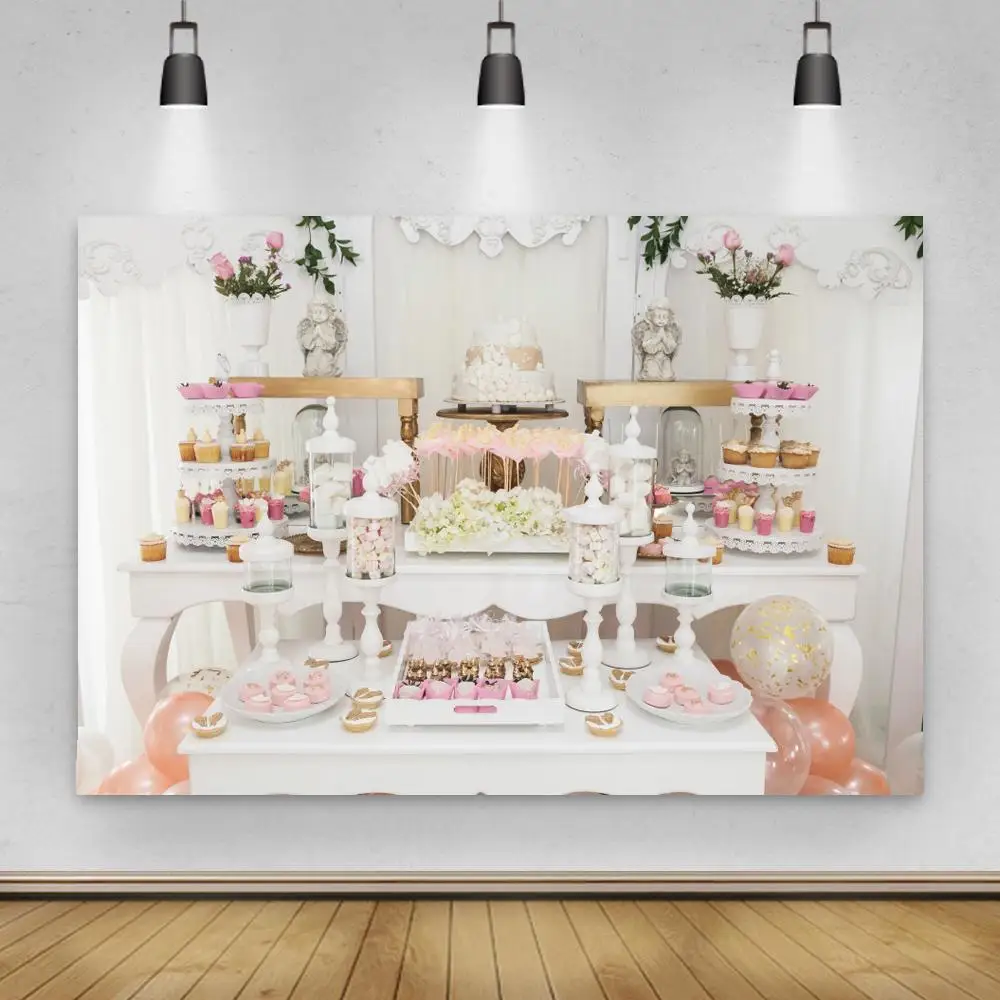 

Interior Newborn Children Portrait Photo Background Girl Princess 1st Birthday Party Cake Table Backdrop Photocall Photography