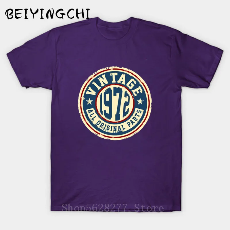 Classic Retro 70s Clothing Vintage 1972 All Original Parts T shirts Father's day Idea Gift Tee for Papa Dad Bro Birthday Apparel | Мужская