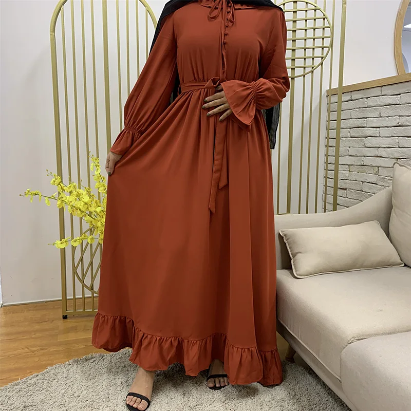 

Latest Simple Elegant Design Islamic Clothing Closed Abaya Muslim Maxi Casual Dresses For Women Arab Middle East Fashion Dress
