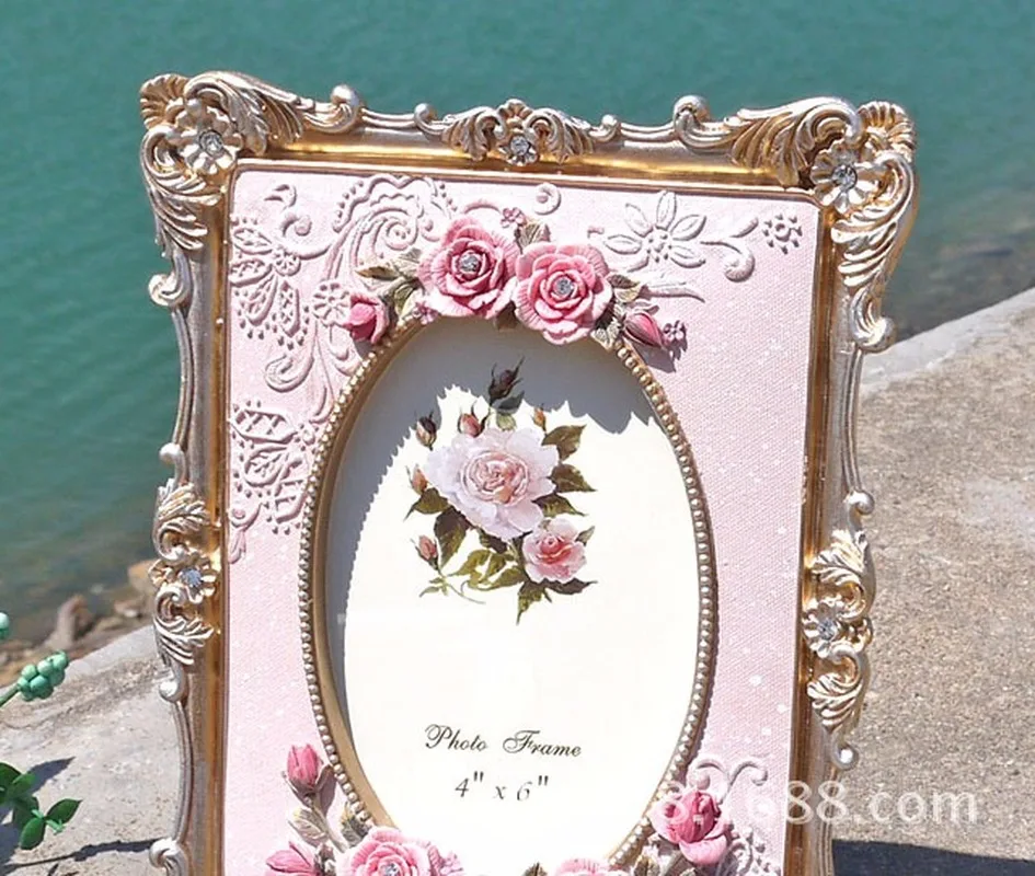 

Classical Flower Photo Frame Pink 6x4 Picture Frame Wedding Frame Family Home Decoration MJ