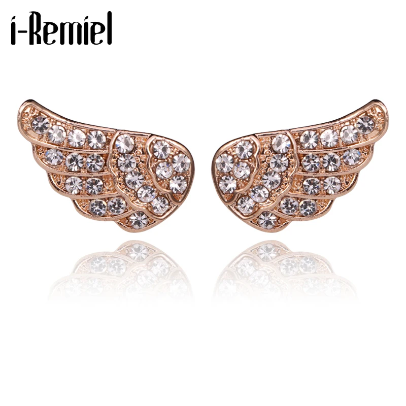 Металлическая брошь значок i Remiel в виде крыльев Ангела с кристаллами на лацкан