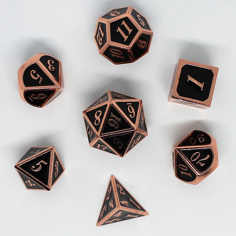 Металлические игральные кости черного цвета 7 шт./компл. d4 d6 d8 d10 d % d12 d20 для игр в