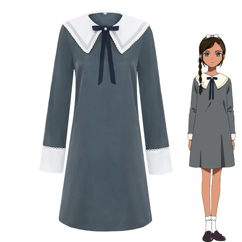 

Anime Wonder Egg Priority Cosplay Costume Braid ress Headwear Socks Party Role Play Uniform Girls Women Full Set Halloween Gift