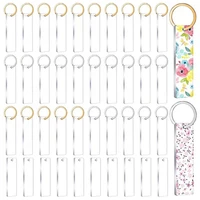 40pieces blanks song key chain acrylic keychains blank acrylic transparent rectangle discs with 30pieces metal key chain