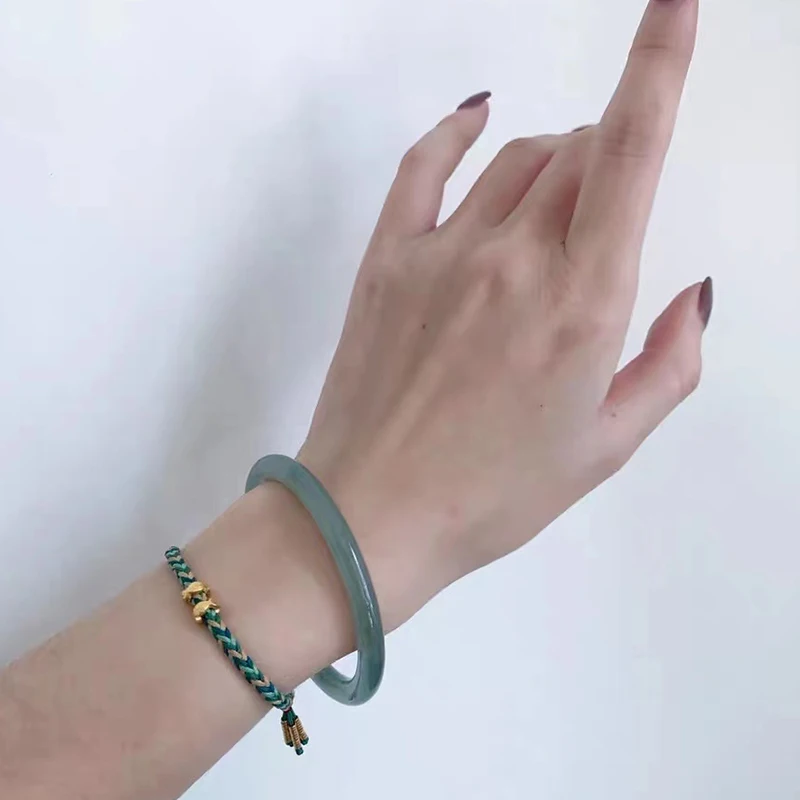 

Масло синего и белого цвета, с цветочным принтом и круглым палка нефрита лед браслет натуральный подлинный Браслет с дизайном «Принцесса» М...