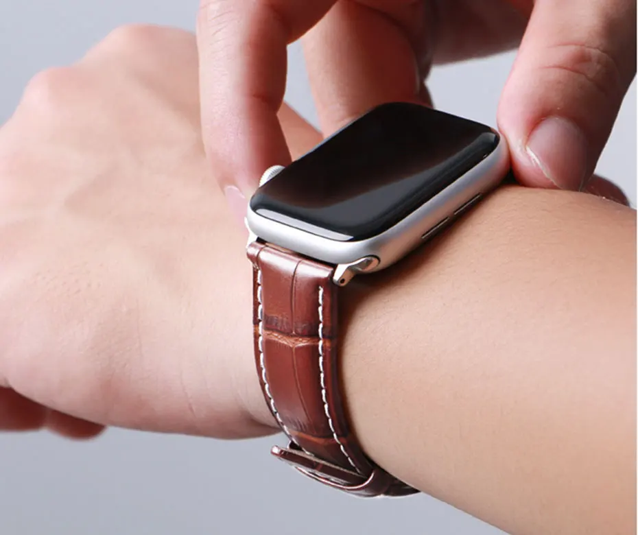 UTHAI A05 ремешок из натуральной кожи для Apple Watch 42 мм 38 мм 44 мм 40 мм сменный ремешок для iWatch 4 3 2 1 браслет