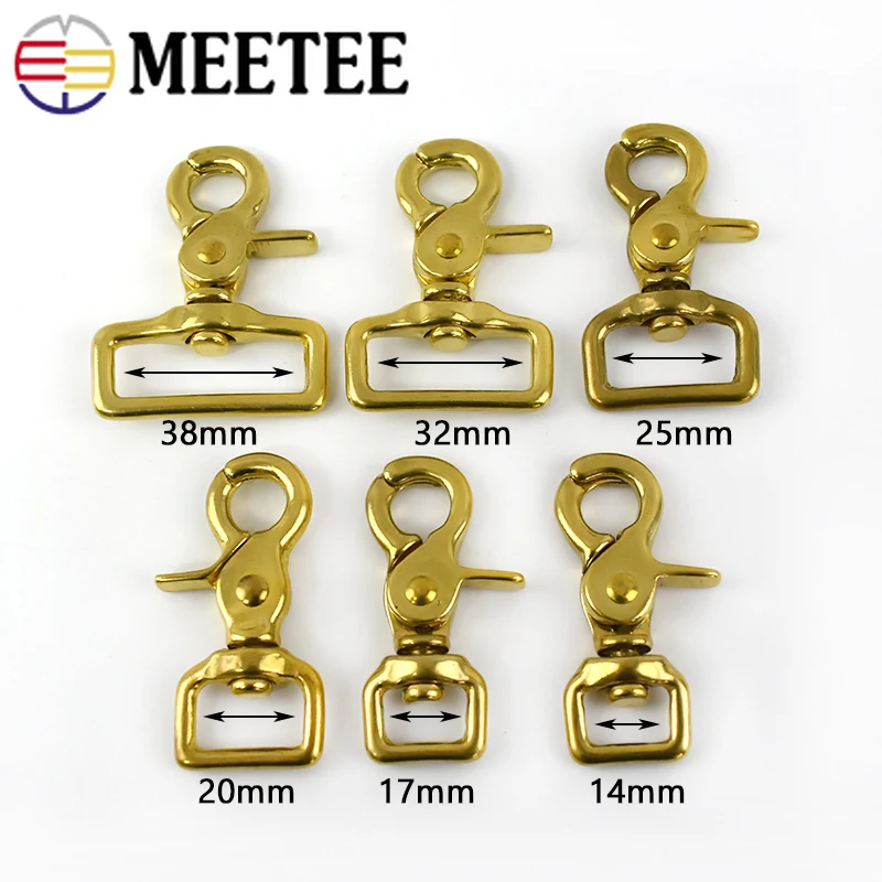 Meetee 2pcs 14-38mm Pure Brass Buckles Metal Dog Collar Hook Clips DIY Luggage Straps Hang Buckle Sewing Accessories BD271 | Дом и сад