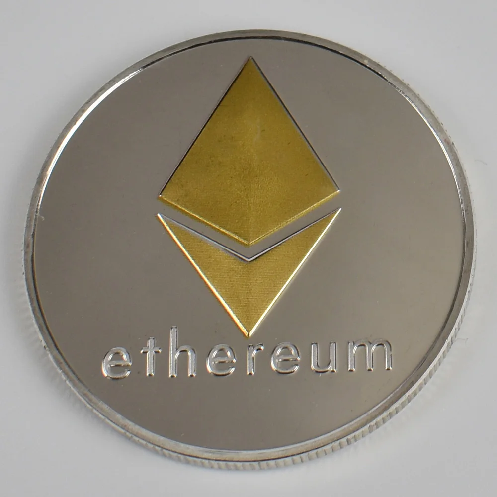 Eth double color 1 шт. позолоченная монета-Биткоин BTC бит физическая металлическая Коллекционная монета для подарка с пластиковым чехлом - Цвет: Eth double color