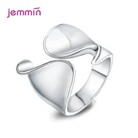 brand 925 sterling silver new design smooth ring for women jewelry irregular finger open ring for party birthday gift