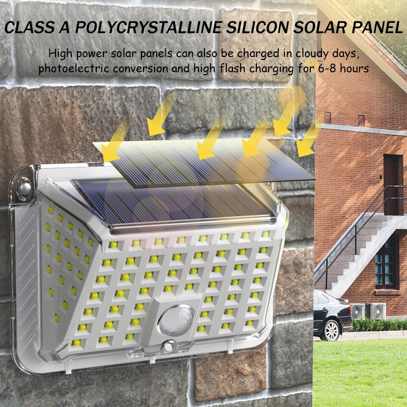Solar Motion Sensor Outdoor Light 90LED 3 Lighting Mode 5M-Range Induction Cordless Waterproof Garden Yard Security Lamp LI | Лампы и