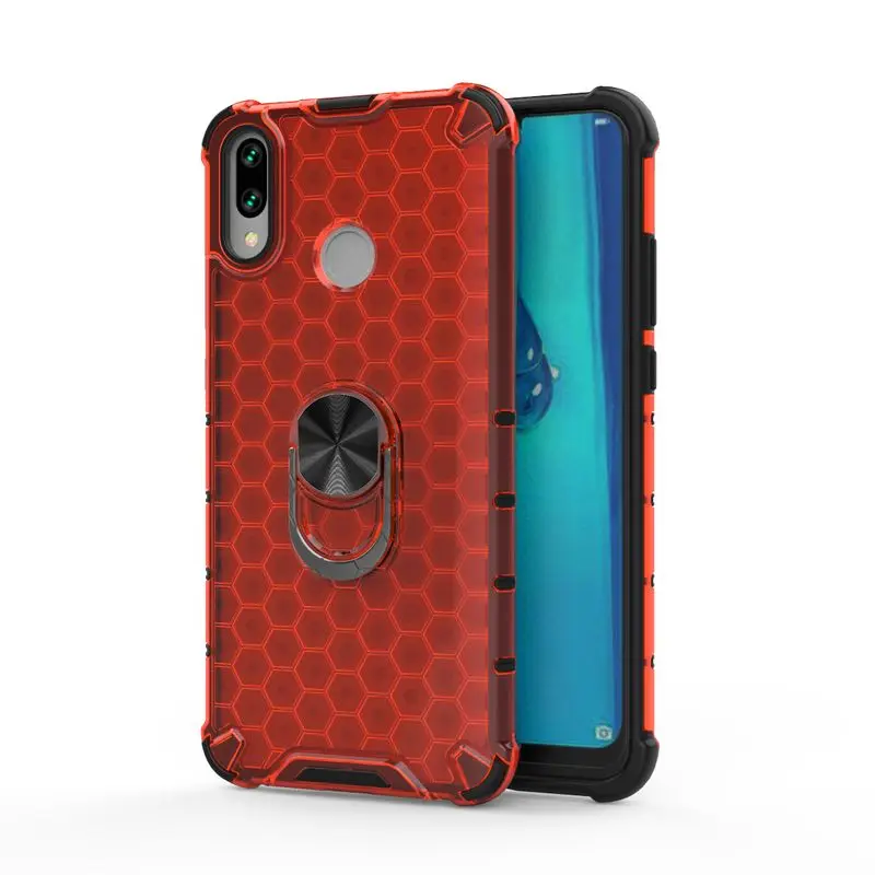 

HuaWei Y9 2019 Case high quality Honeycomb With finger Ring Stand soft TPU shockproof Back Cover For HuaWei Y9 2019 Case Cover