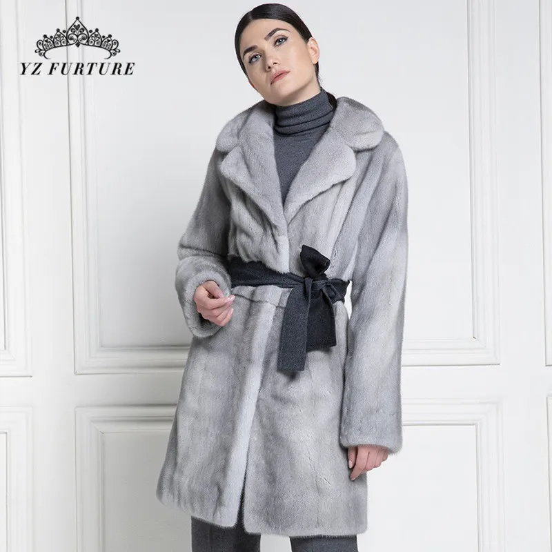 2020 Мода новый натуральный мех норки пальто с мехом для Для женщин верхнюю одежду