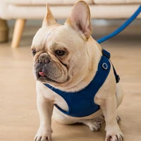 dog walking rope vest harnesses anti strike chest strap leash french bulldog pug peking soft buckskin small dog leash collar set