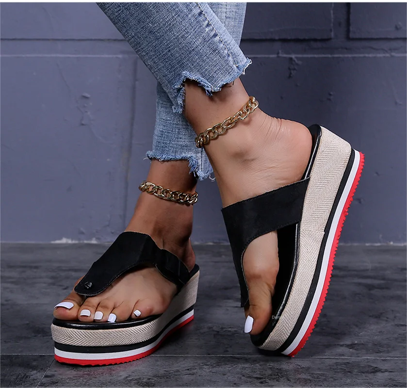 

Women's Slippers Summer New Solid Color Thick-soled Increased Flip-flop Casual Shoes Comfortable Light Beach Shoes Women's Shoes