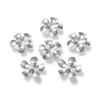 50pcs 304 stainless steel bead caps flower end caps diy for jewelry making bracelet necklace supplies 15x15x2mm hole 1 2mm