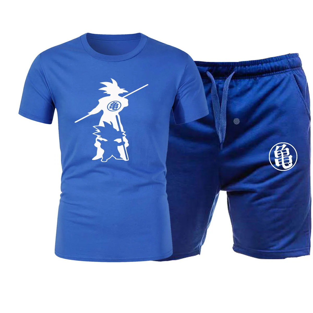

New Japan Anime T Shirt Shorts Suit Tracksuit 2-Piece Set Men Sets Harajuku Cotton Short Sleeve Tops Fitness Running Sports Suit