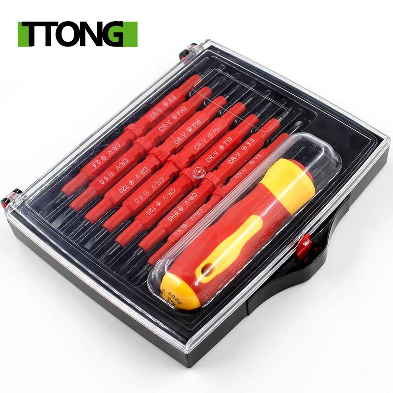 

14 IN 1 Screwdriver Set Multi-purpose Magnetic Electrican insulated Electric Hand scerwdriver set repair tools kit set Yes