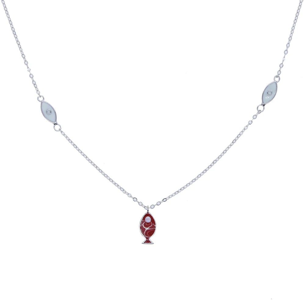 Женское колье из серебра 925 пробы с подвеской рыбий глаз|colorful necklace|girls jewelrynecklace
