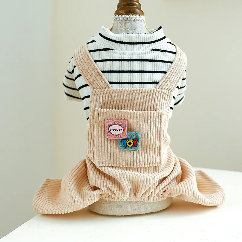 

Dog Clothes Cat Dog Striped Pocket Cotton Jumpsuits Jacket Coat Overalls For Dog PET Clothes For Small Dogs Cats Chihuahua Puppy