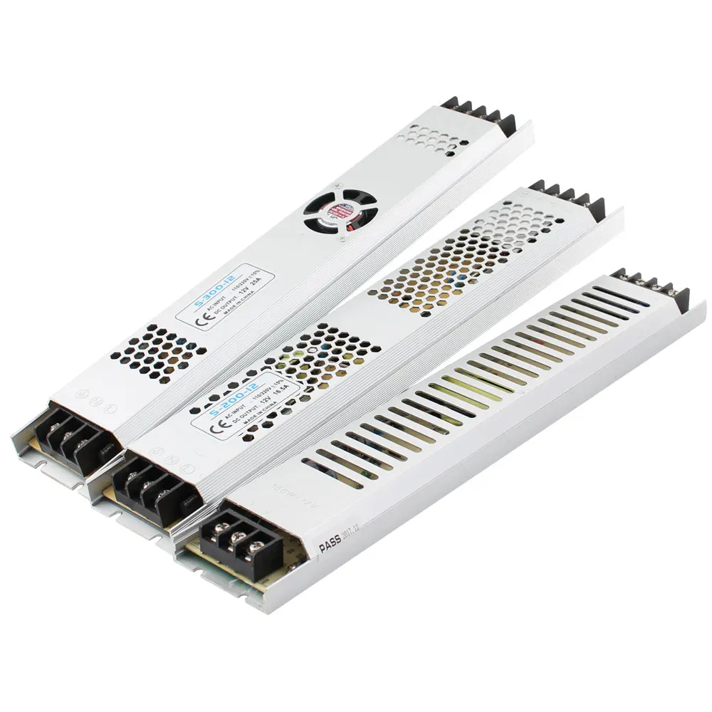 Ультра тонкий светодиодный AC Питание DC 12V LED трансформаторы DC12V 60W 100W 150W 200W 300W 220V