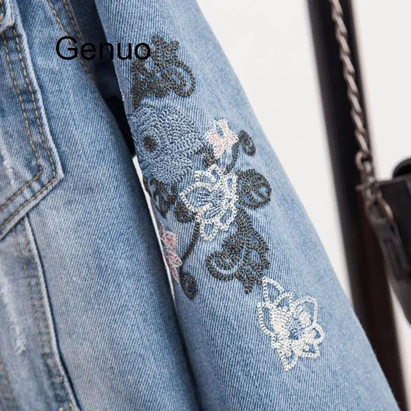 Женская джинсовая куртка винтажная куртка-бойфренд оверсайз с вышивкой модель