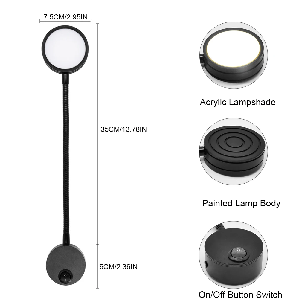 Светильник Светодиодный настенный серебристый/черный 5 Вт 220 В | Освещение