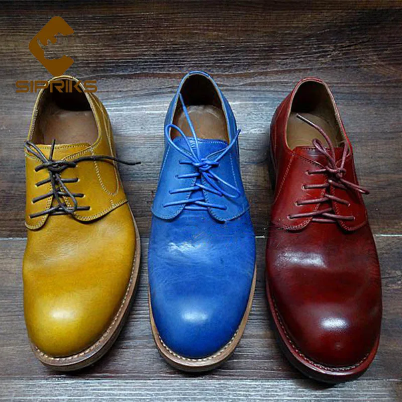 Sipriks/итальянские туфли ручной работы с большим круглым носком Мужские Дерби