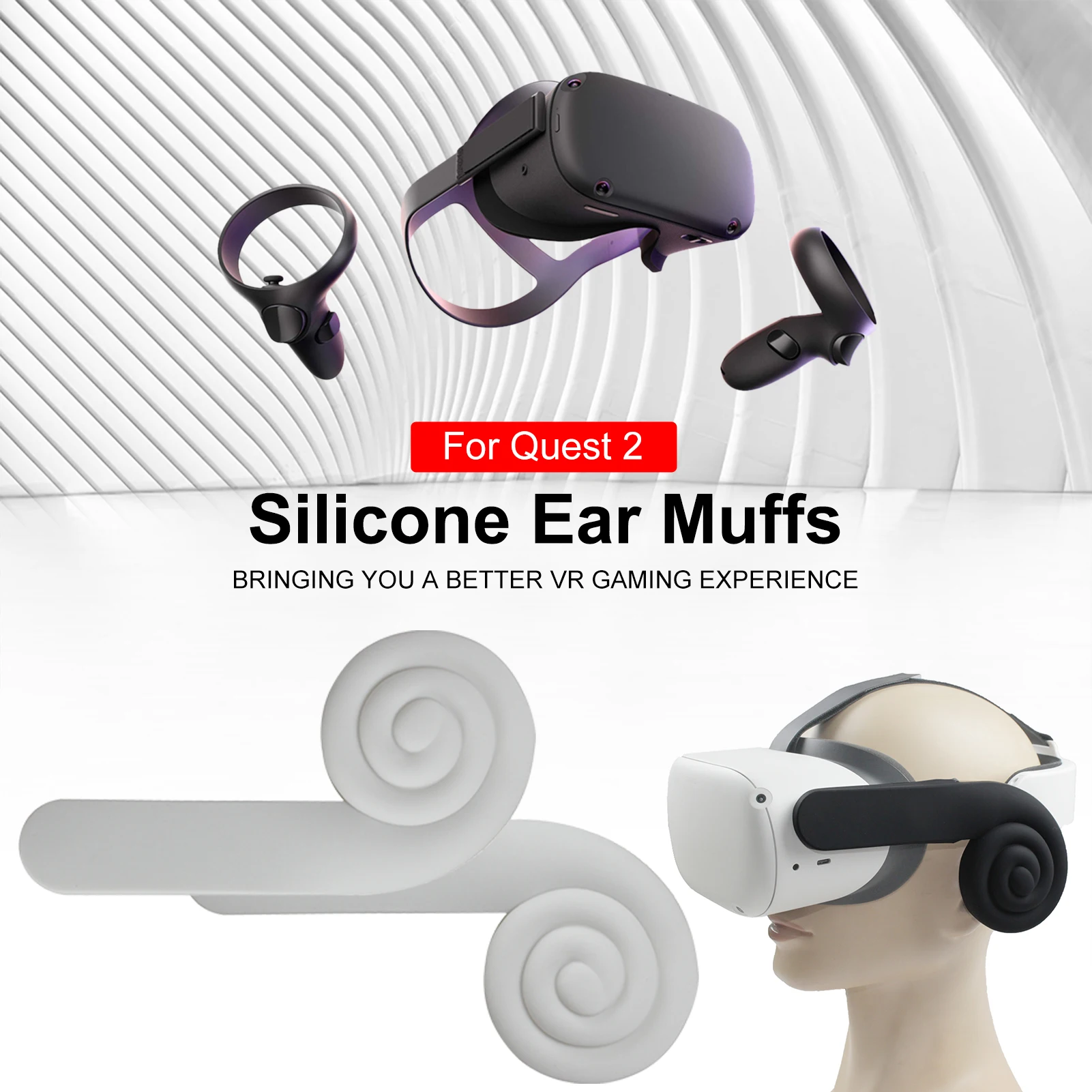 

Silicone Ear Muffs Headset Sound Collector For Oculus Quest 2 VR