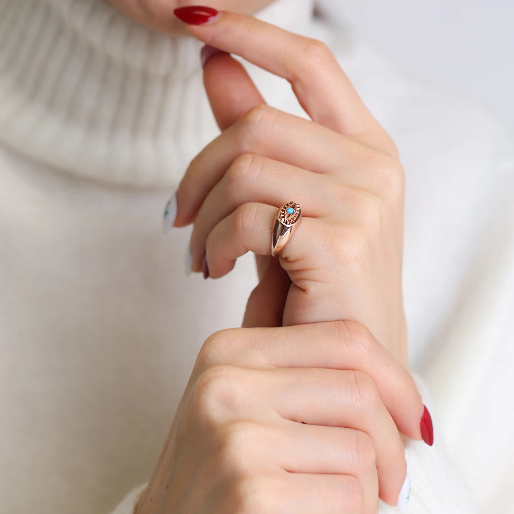 

The Little Finger Evil Eye Ring Silver Stackable Open Ring Silver Turkish Handmade 925 Silver Sterling Adjustable Ring