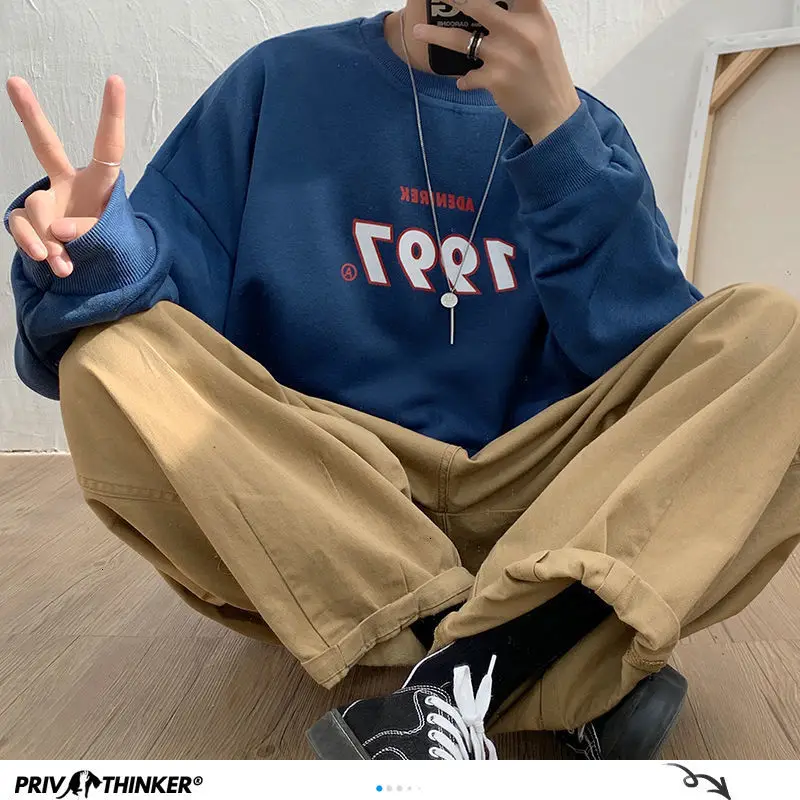

Privathinker Autumn Men Casual Sweatshirts Harajuku 1997 Printed Men Oversized Hoodies 2020 Korean Man Casual Loose Pullovers