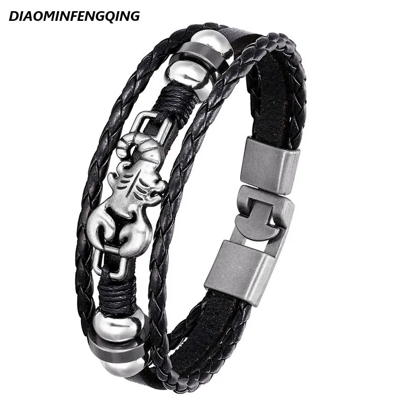 2020 Lucky винтажный кожаный браслет мужской Скорпион Раджа Вегаса шарм многослойный