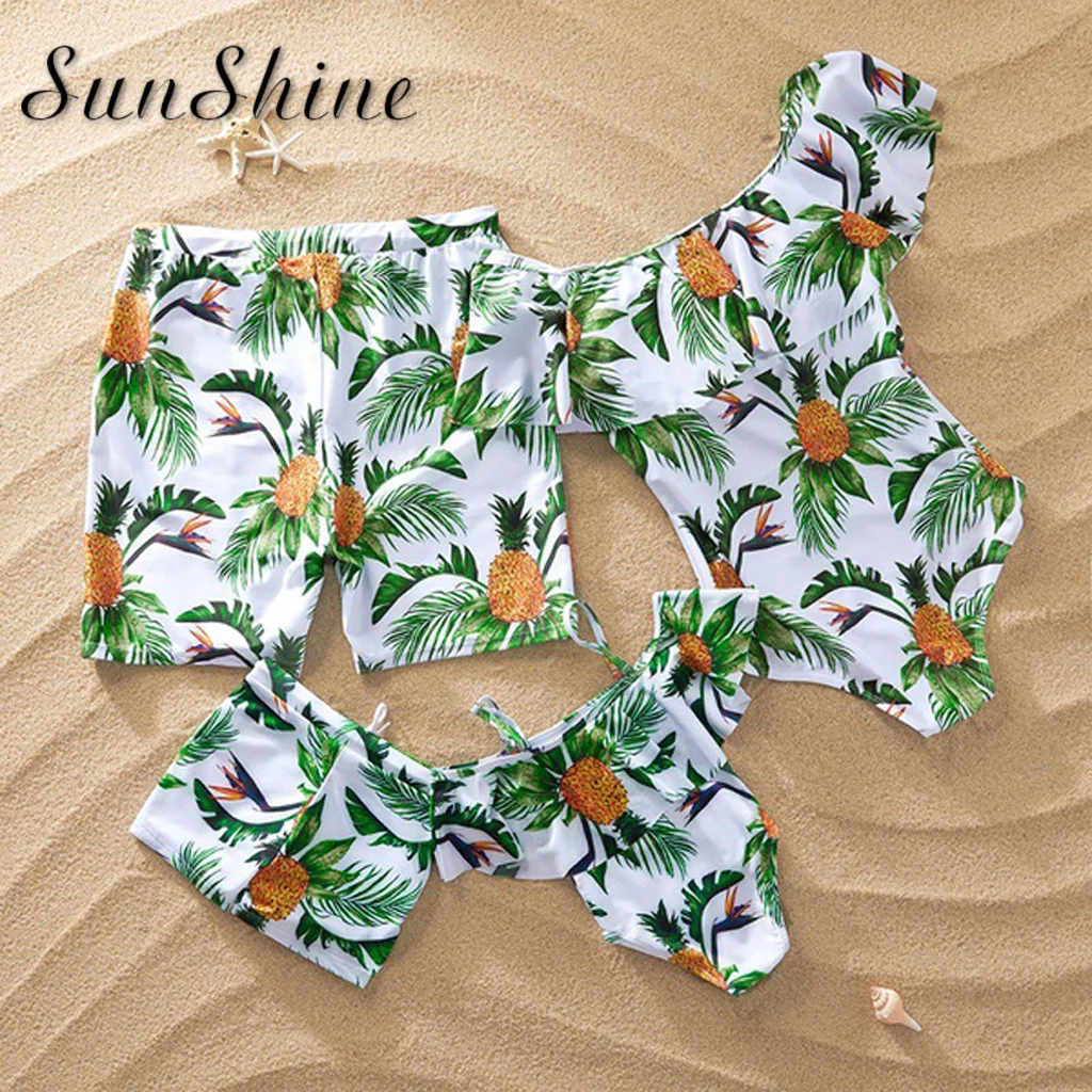 Мини купальник с принтом листьев для маленьких мальчиков семейный Монокини