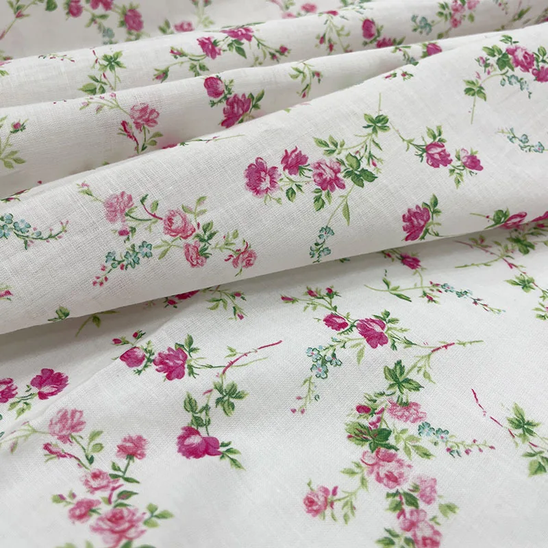 

100% Pure Natural Cotton Poplin Flower Printing Fabric Brand Fashion Clothing Shirt Fabrics Cloth for Dress Per Meter Material