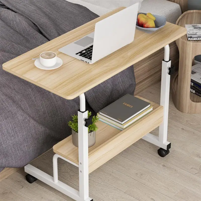 

1pc Laptop Table Foldable Movable Bedside Desk Multifunctional Laptop Stand Lifting Side Table for Home Room (60x40 White)