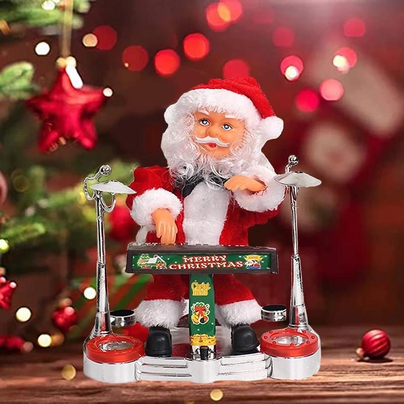 

Electric Santa Claus Christmas Figurine Ornament Electronic Piano Drum Kit Accordion Kids Toy Gifts With Music Home Decoration