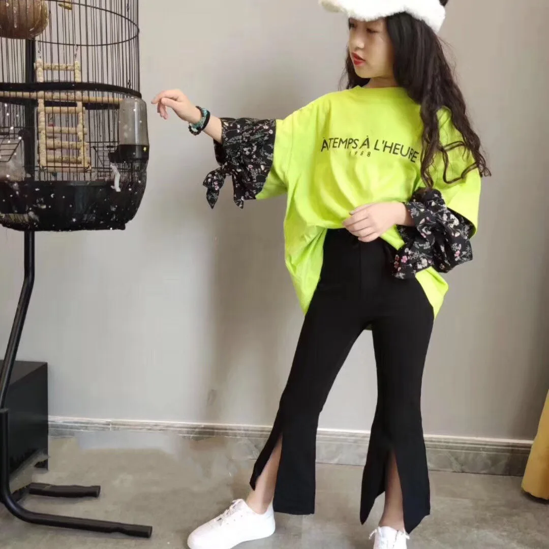 Детские хлопковые расклешенные брюки 2020 Весенние новые женские длинные очень