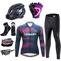 pro team racing cycling jersey set men summer long sleeve compression tights bicycle clothing mtb riding suit road bike outfit