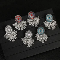retro indian bollywood kundan jhumka jhumki drop earrings for women boho pearls tassel hanging earring afghan fashion jewelry