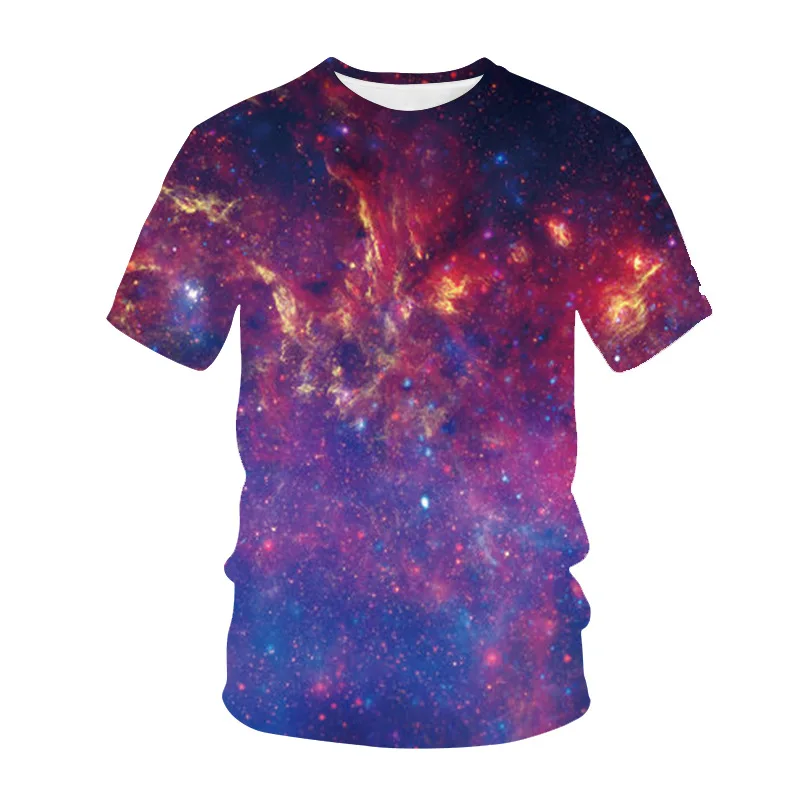 

Summer High-Quality 3D Printing Starry Sky Pattern, Hip-Hop Style, Men's And Women's Children's Round Neck Short-Sleeved T-shirt