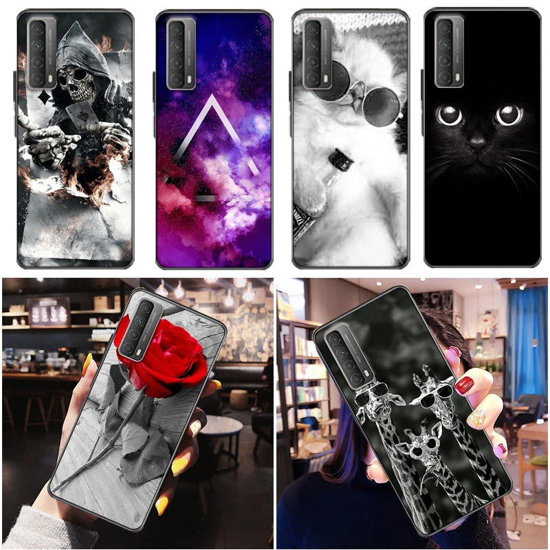 

Funny Cartoon Cat Phone Case For Huawei P30 P40 P Smart Z 2019 2021 P20 Lite Pro Plus Funny Giraffe Carcasa Coque Cases