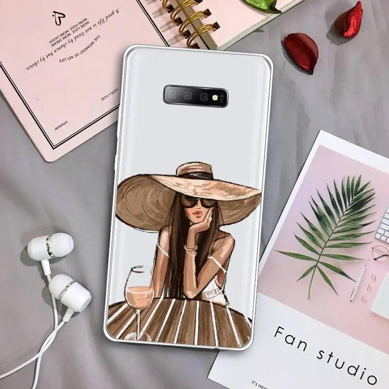 

VOGUE Christmas Princess Girl Female Phone Case Transparent For Samsung Galaxy A 71 21s S note 8 9 10 plus 20 ultra