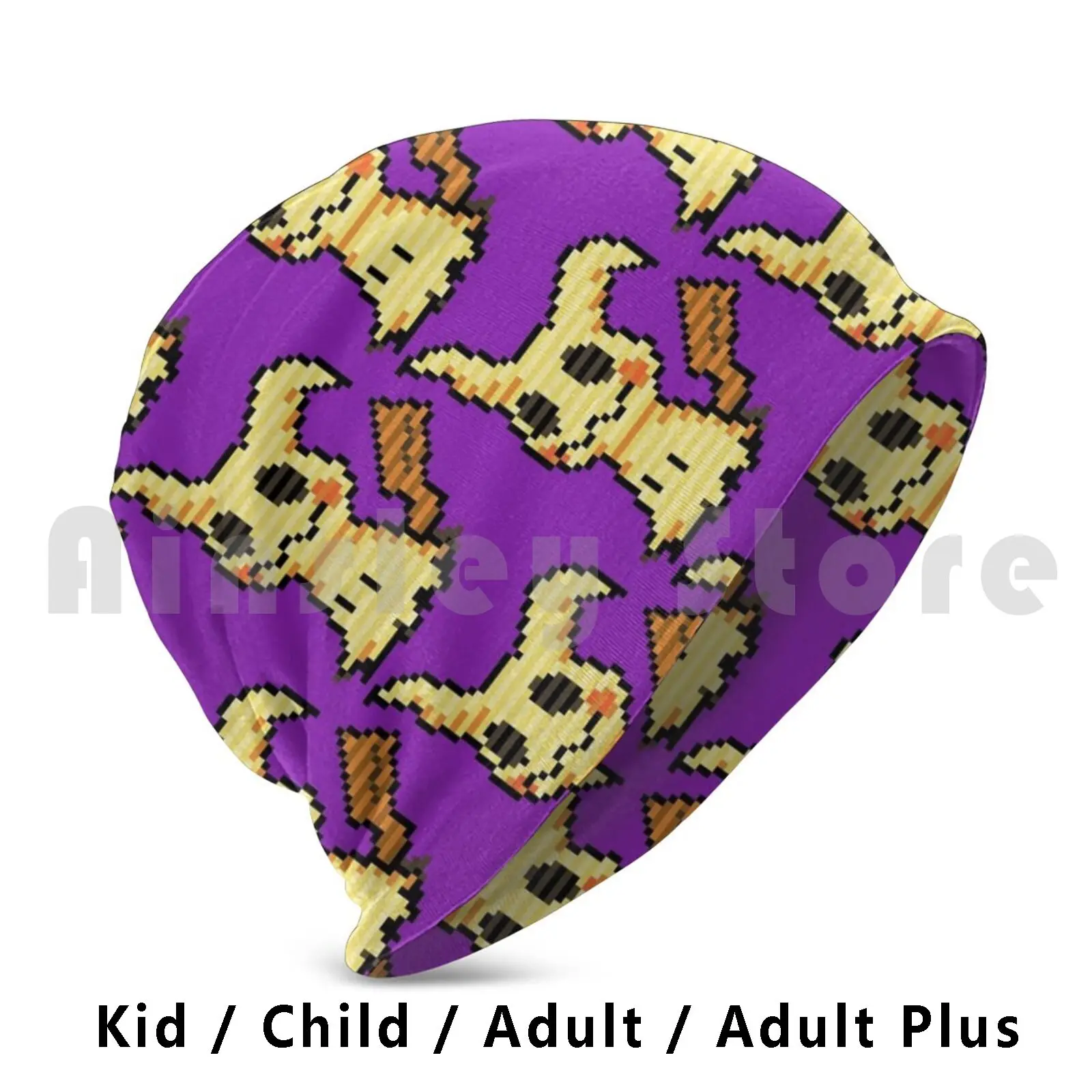 

Полосатые шапочки Mimikyu, пуловер, Удобная шапка Mimikyu Pixel Art, желтая