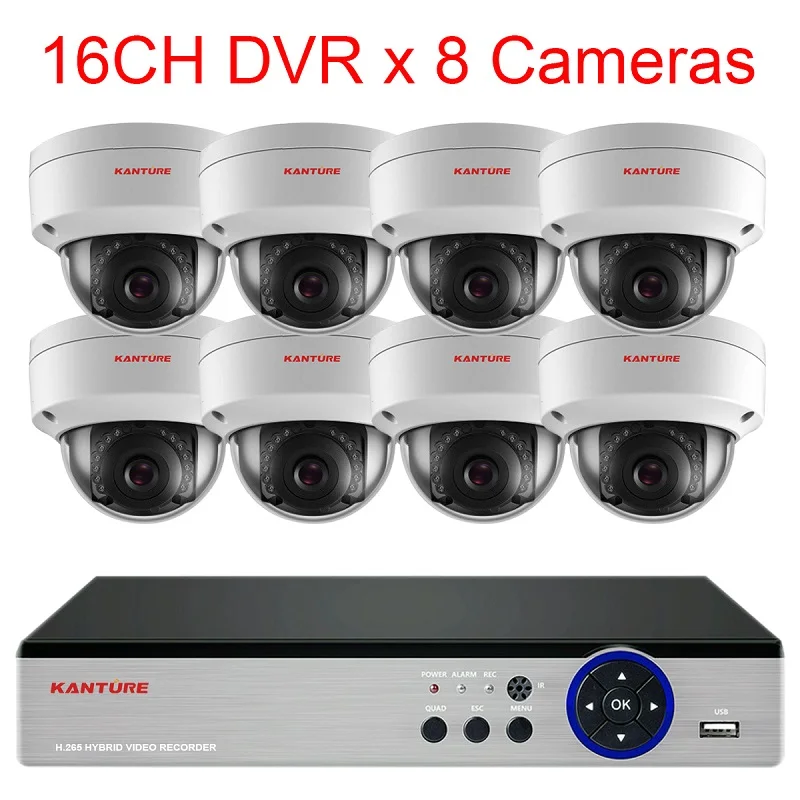 16CH DVR x 8 Camera KANTURE h.265+ 16CH 4MP CCTV DVR система AHD 3MP Антивандальная система безопасности для помещений и улицы камера ночного видения комплект видеонаблюдения - Цвет: 16CH DVR x 8 Camera