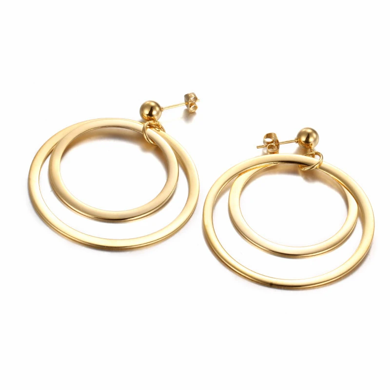 

Wholesale Jewelry Earrings Fashion Cheap Stainless Steel Italian Gold Color Round Stud Earrings For Girls Women Party 2018