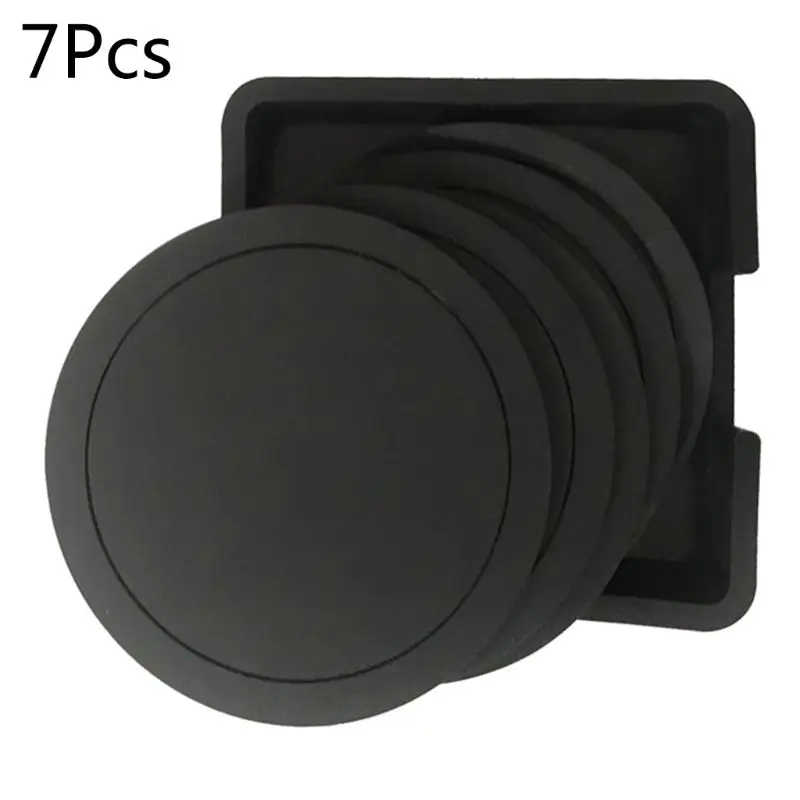 7pcs Non-slip Table Coaster Set Heat Resistant Silicone Mat Drink Glass Black Coasters Kitchen Accessories Coffee Mug Placemat | Дом и сад