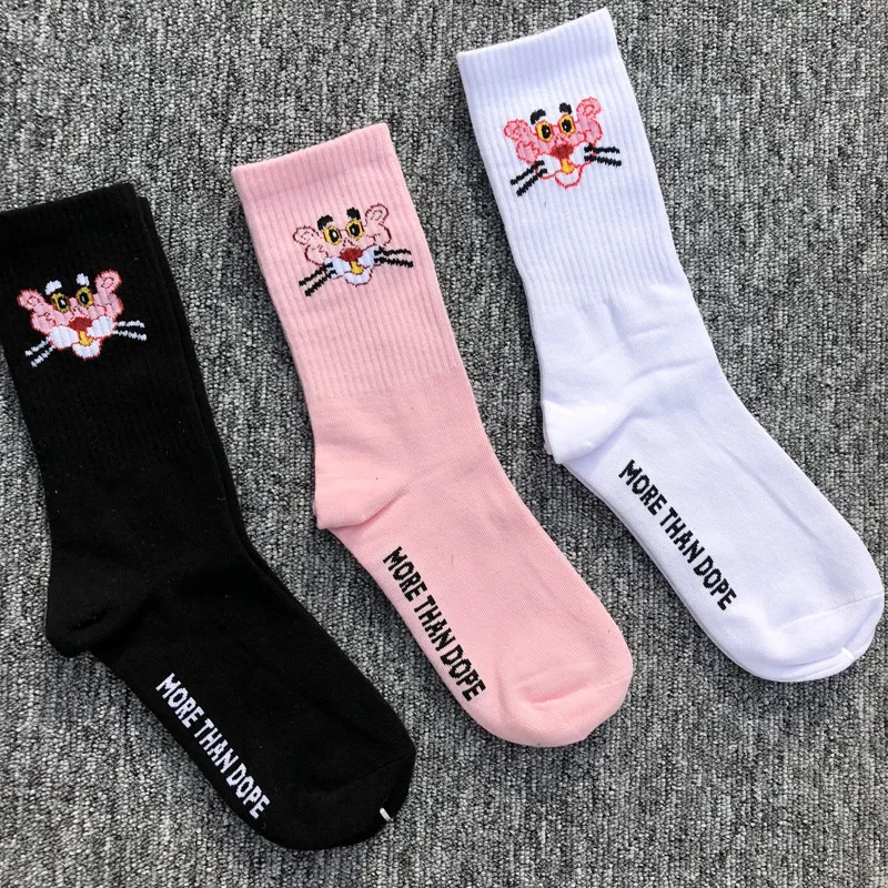 Новые женские носки с принтом милых животных розовые Пантеры надписью черно