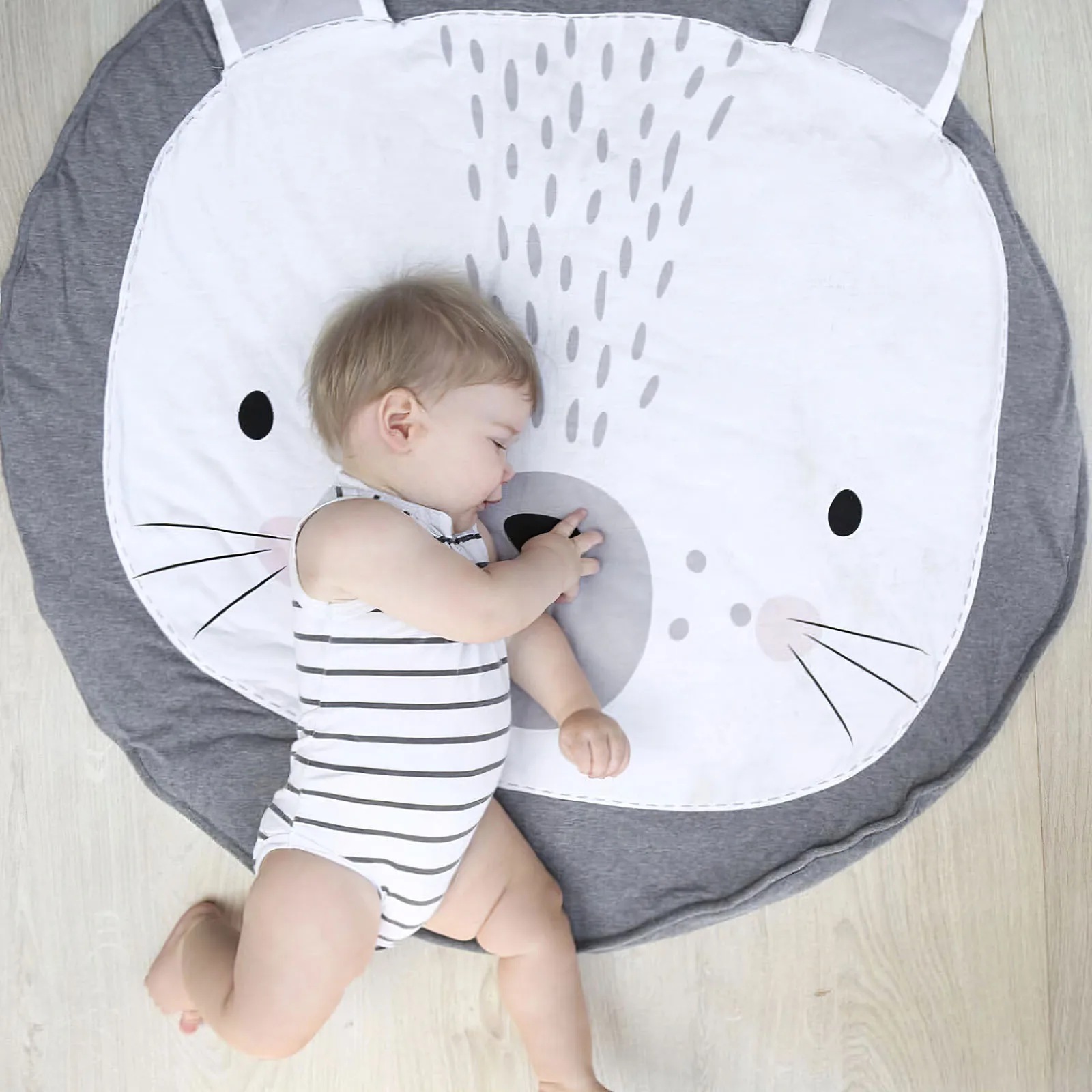 

Baby Play Mat Toys Cute Round Carpet Rug Mat Warm And Soft Cartoon Rabbit Crawling Floor Blanket For Kid Room Decoration