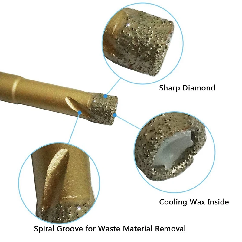 

6 PCS Diamond Drill Bits 6mm 1/4 inch Ceramic Diamond Hole Saw Set for Ceramic Tile Porcelain Marble Granite Stone Rock