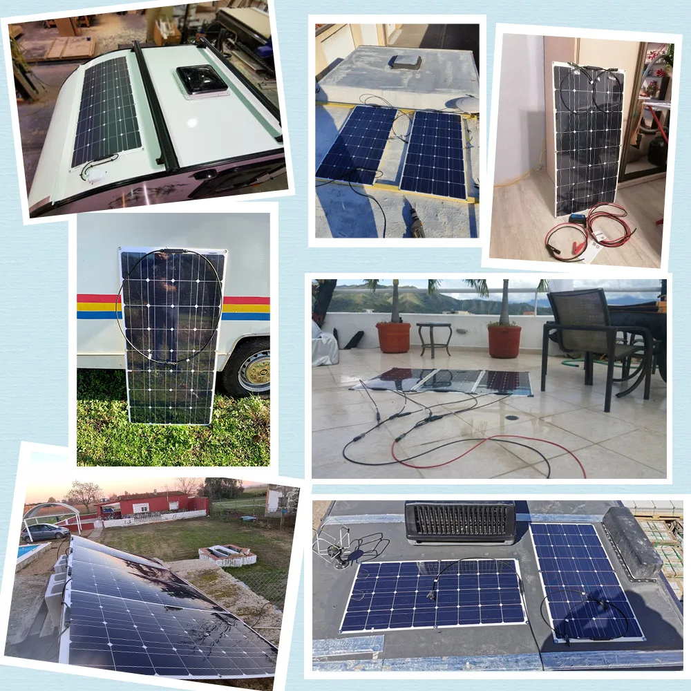 

multipurpose solar panel 100w 2pcs 12v lightweight off grid PV module flexible panels solar for rv Cabin camping