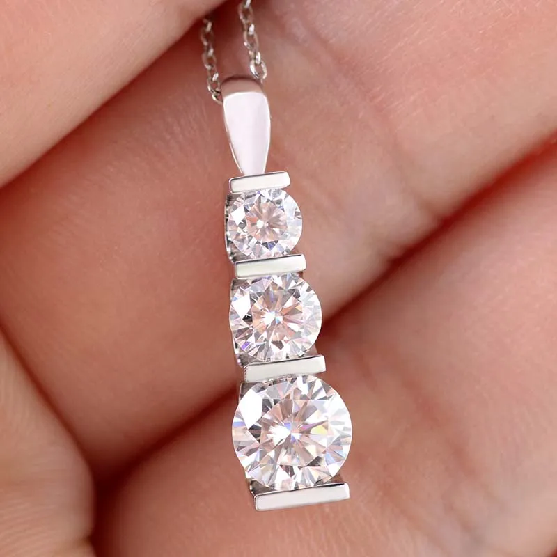 Оптовая цена 4 мм 5 6 ctw 1.8ct EF color VVS1 lab grown moissanite 14k белый золотой кулон только для